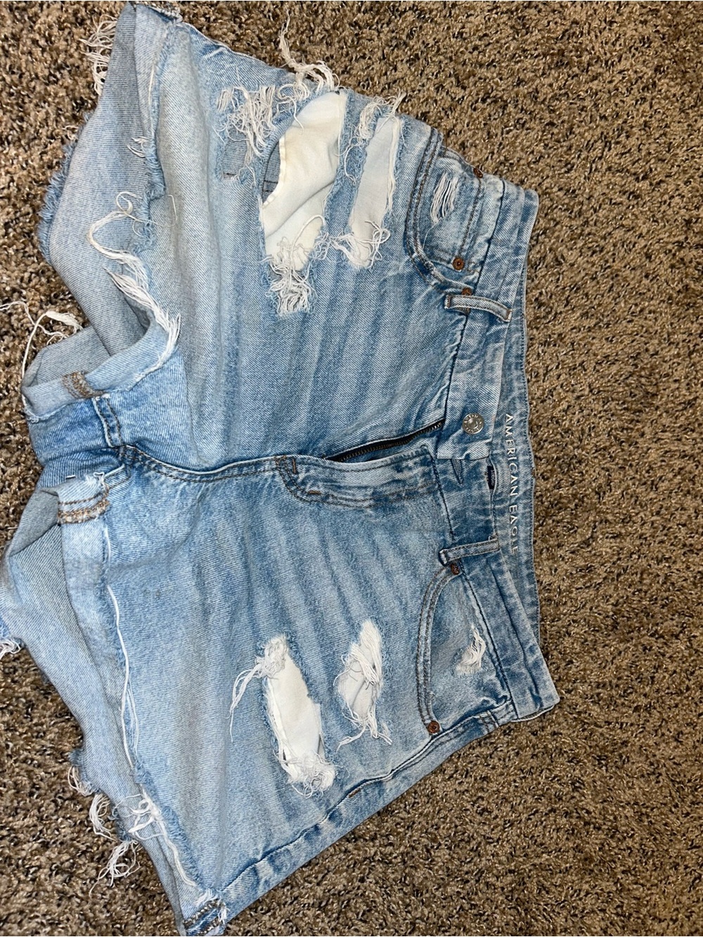 American Eagle Outfitters Light Wash Distressed Denim Shorts